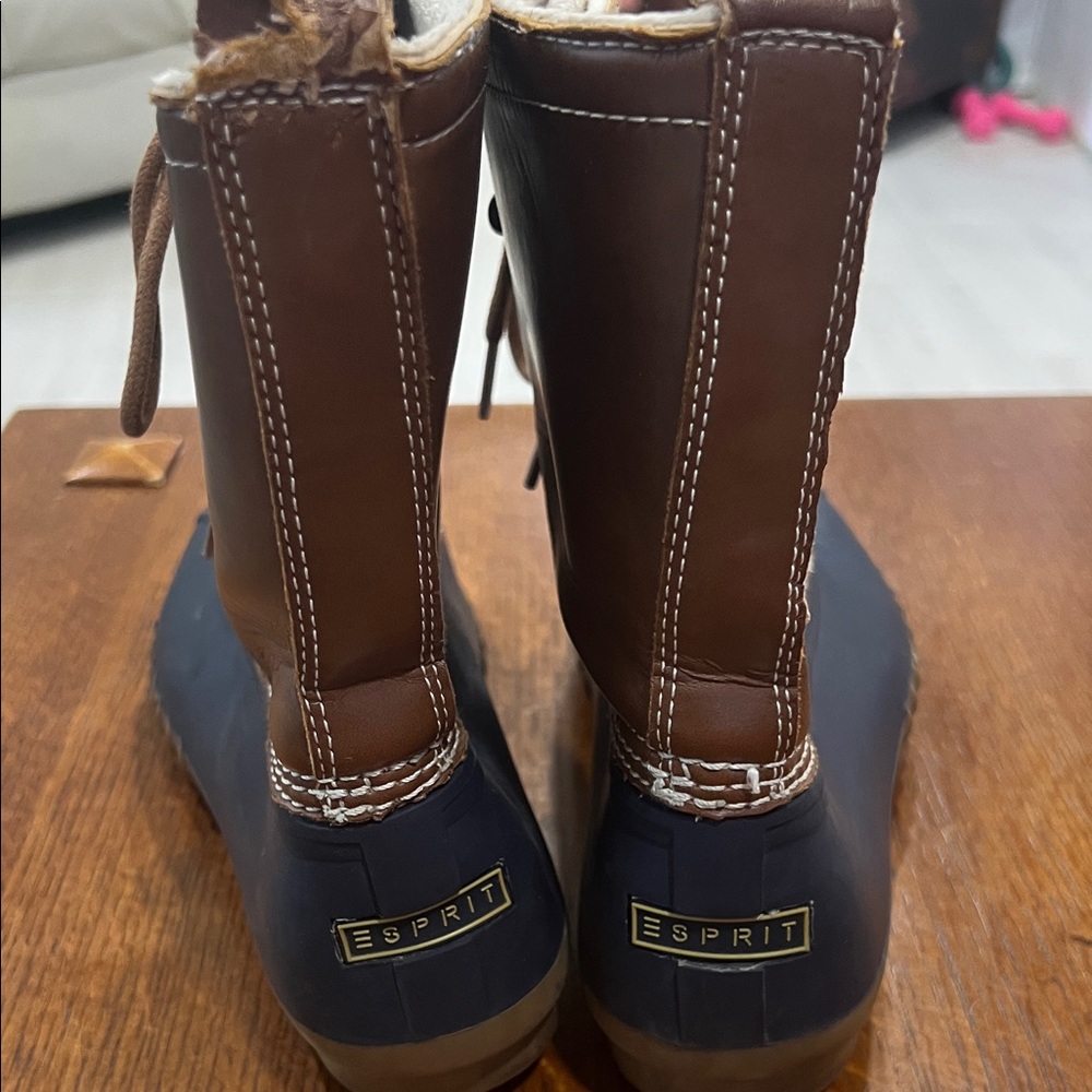 Esprit Brown and Black Winter Rain Boots